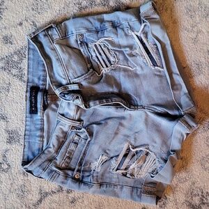 Aeropostale High Rise Midi Women's Denim Shorts - light blue - size 2 regular